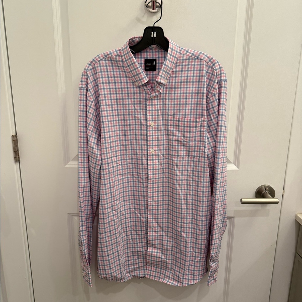 NEW johnnie-O Men's Pink and Blue Checkered Performance button down.